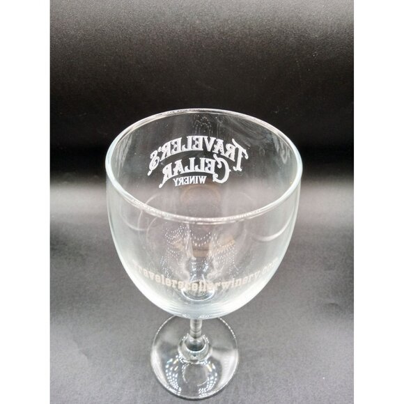Travelers Cellar Winery Wine Glass Clear 8 inches Tall Stemware Logo Collectible - Picture 7 of 9